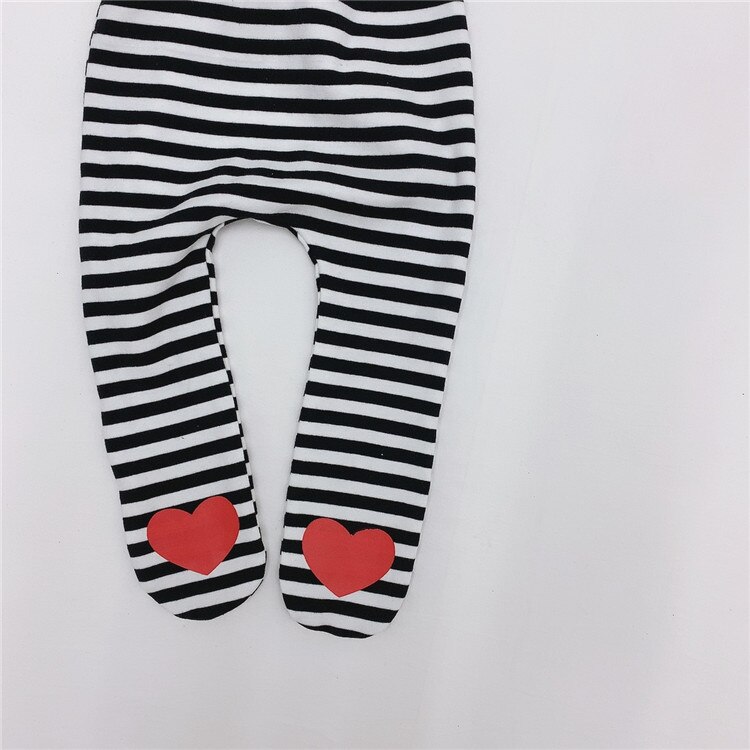 Le ragazze Del bambino Del Cuore Stampato Calzamaglie bambino ragazzo A Righe Collant Dei Bambini Calza di Cotone Abbigliamento per Bambini: 7723nero / 24M