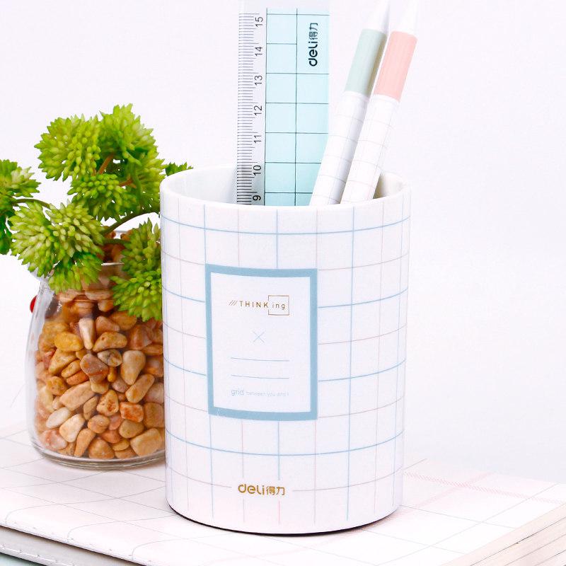 Deli rond romantique dentelle porte-stylo organisateur de bureau accessoires de bureau accessoires de bureau organisateur de bureau porte-crayons Kawaii: Bleu ciel