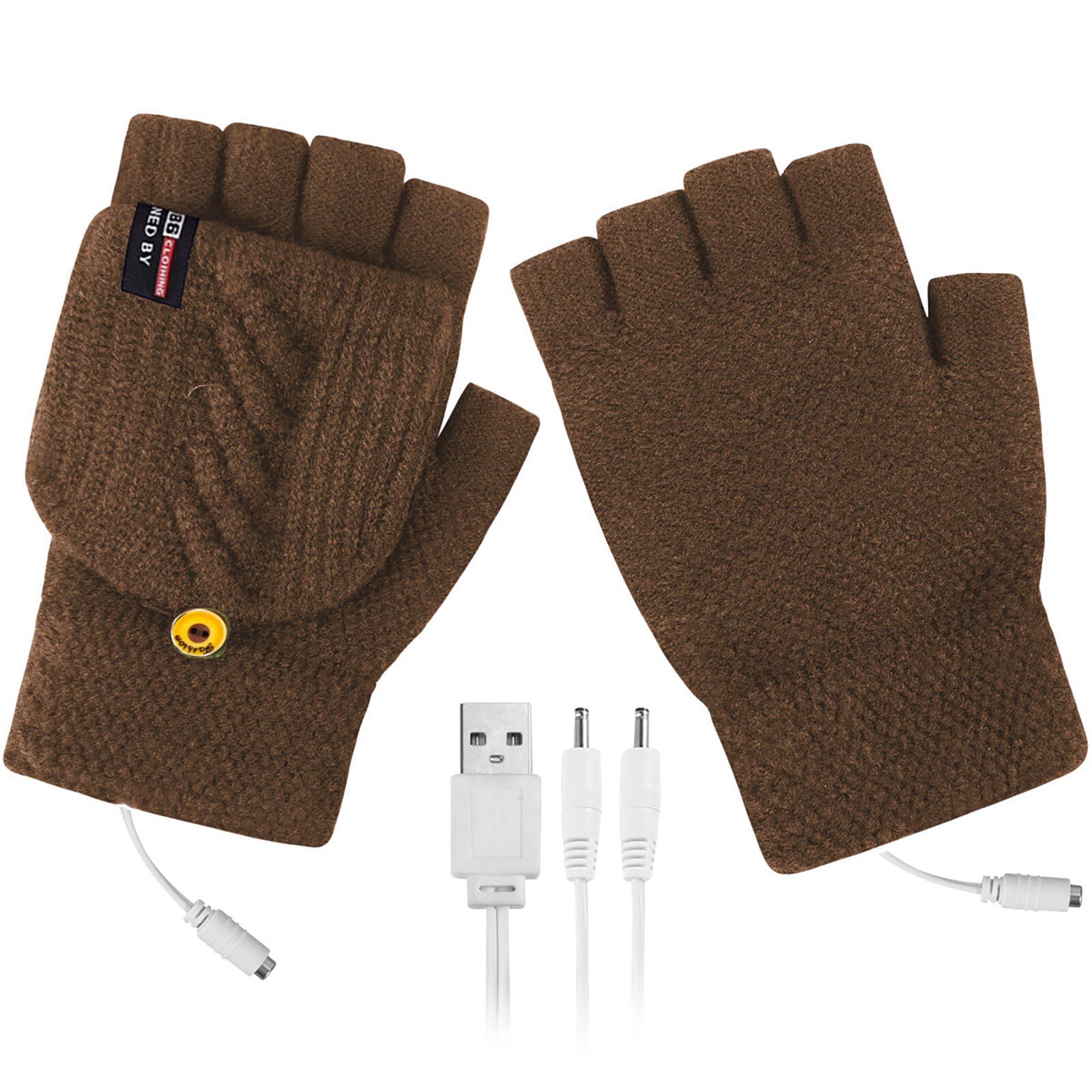 Verwarmde Handschoenen Winter Elektrische Verwarmde Handschoenen Outdoor Winter Warmer Gebreide Oplaadbare Batterij Wanten Перчатки С Подогревом: Brown