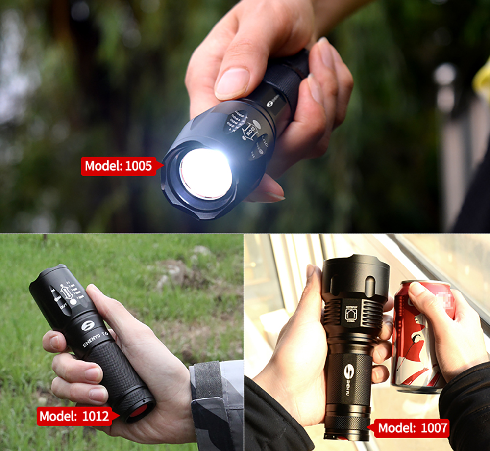 SHENYU LED Flashlight 18650 26650 Torch Waterproof Flashlight Cree XML t6 1000 lumen Zoomable Light