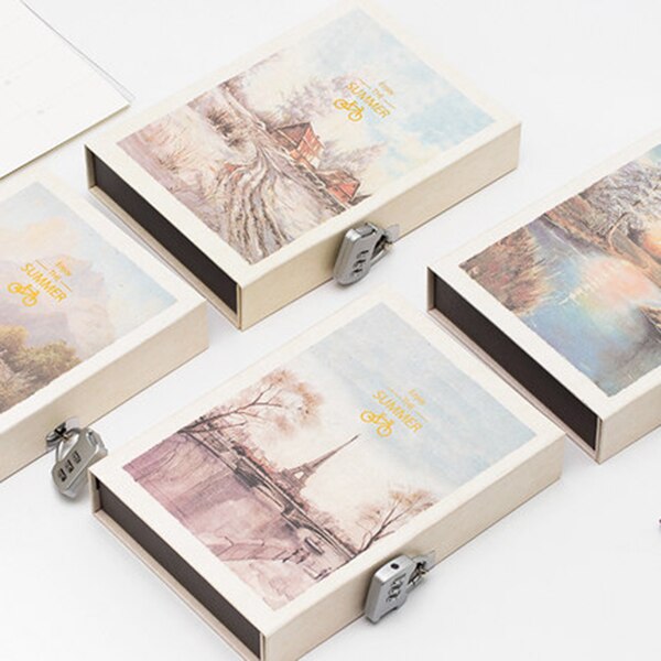 Carnet de notes avec serrure, cahier Secret, journal intime pour enfants et adultes, cryptage littéraire , Illustration de Page en couleur pour femme