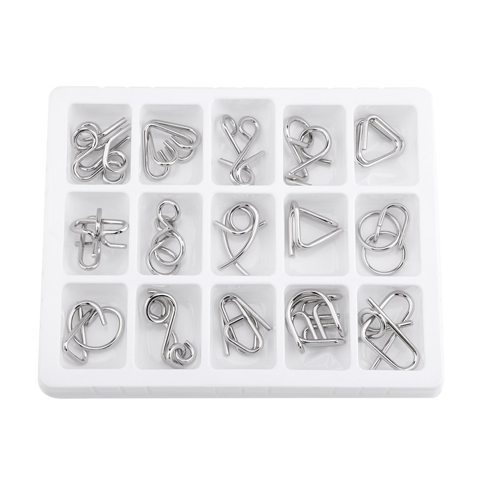 15 teile/satz klassische Metall Puzzle Draht IQ Geist Gehirn Teaser Rätsel spiel für freundlicher Pädagogisches Erwachsene Anti-betonen Reliever spielzeug