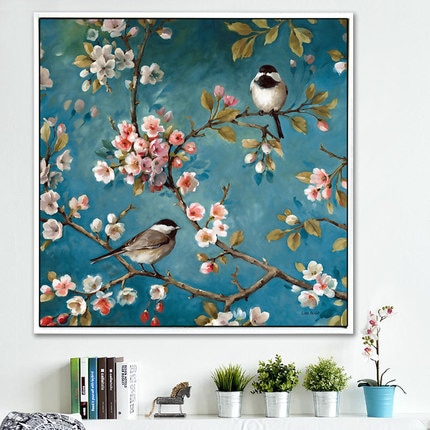 Needlework,DIY cross-stitch,Full embroidery kit,Plum Flower Lucky Bird print pattern cross stitch wall home decor