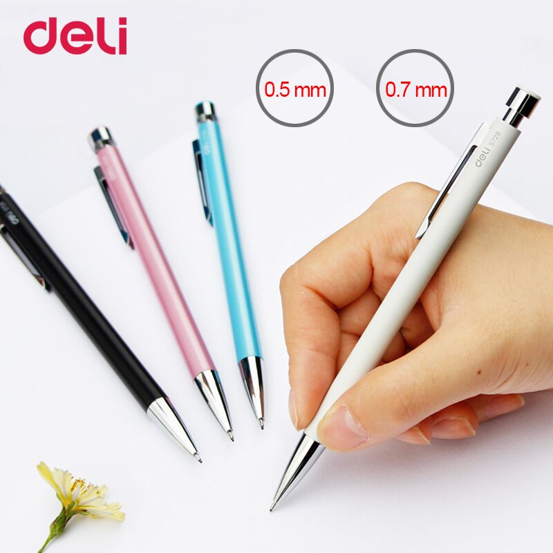 Deli Stationary pencil cute Metal Mechanical Pencil Cartoons Drawing Picture Draw Pencil 4 color 0.5mm 0.7mm pencils