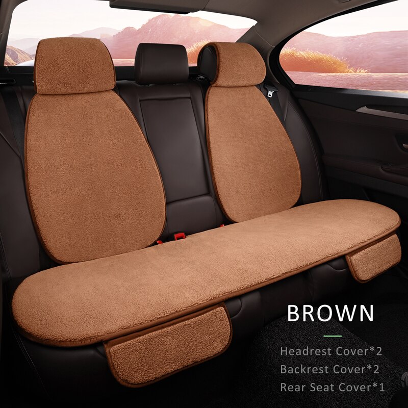 Karcle Car Seat Cover Set Backrest Headrest Cover Protector Polar Fleece Back Pad Mat Universal for Auto Interior Truck SUV: brown-5pcs