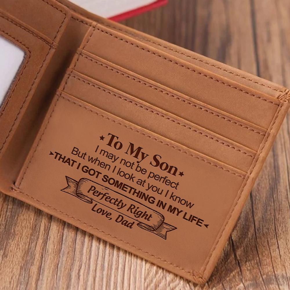 VE1016-1030 DAD TO SON Engraving Wallets Genuine Leather Purse Card Holder Bifold Vintage Birthday From DAD: V E1021