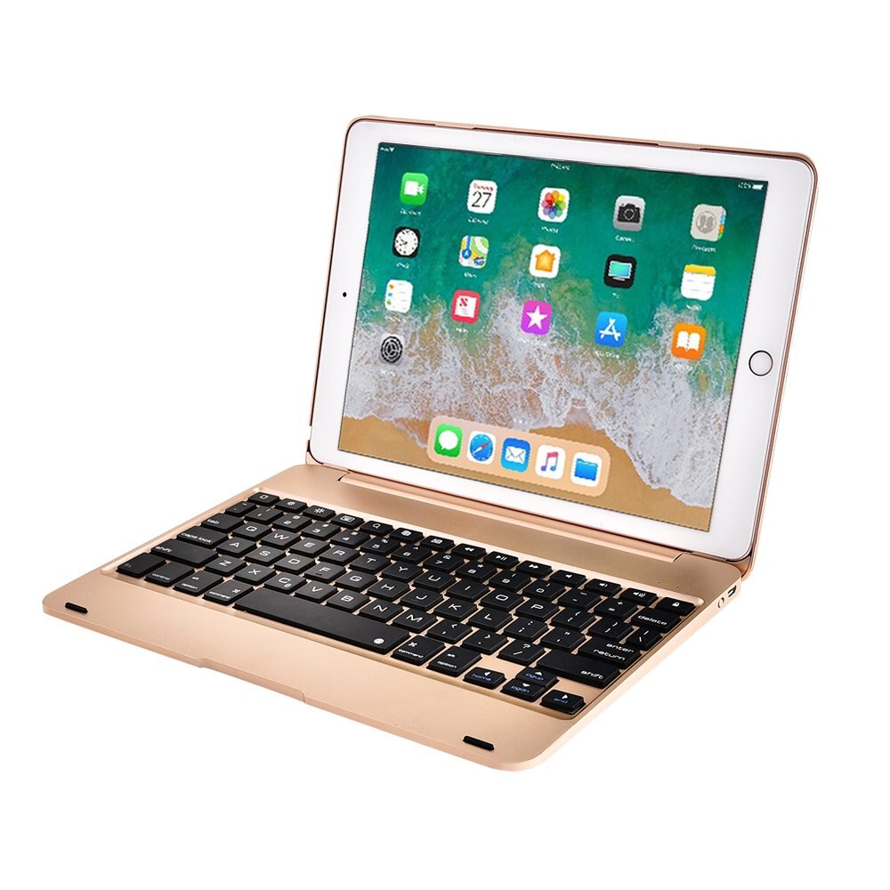 Smart flip cover til apple ipad 9.7 6 6th generation tastatur cover  a1893 a1954 trådløst bluetooth-kompatibelt tastatur cover: Guld