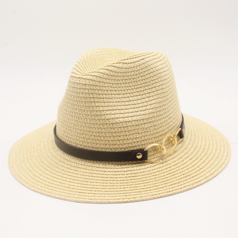 Seioum Brand Khaki Straw Hat Men Panama Caps Summer Style Sun Hat Beach Classic Male Hats And Caps: Beige