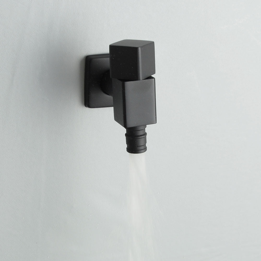 Krom og sort ud dør havevask maskine vandhane vægmonteret vask koldt vandhane solid messing badeværelse hardware