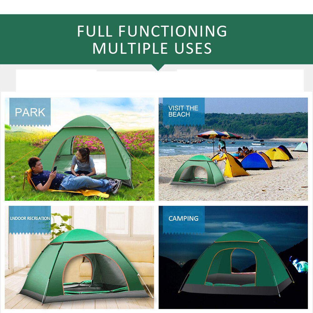 Pop-up telt 3-4 personers campingtelt vandtæt øjeblikkelig opsætning udendørs vandreture backpacking telt ly til camping