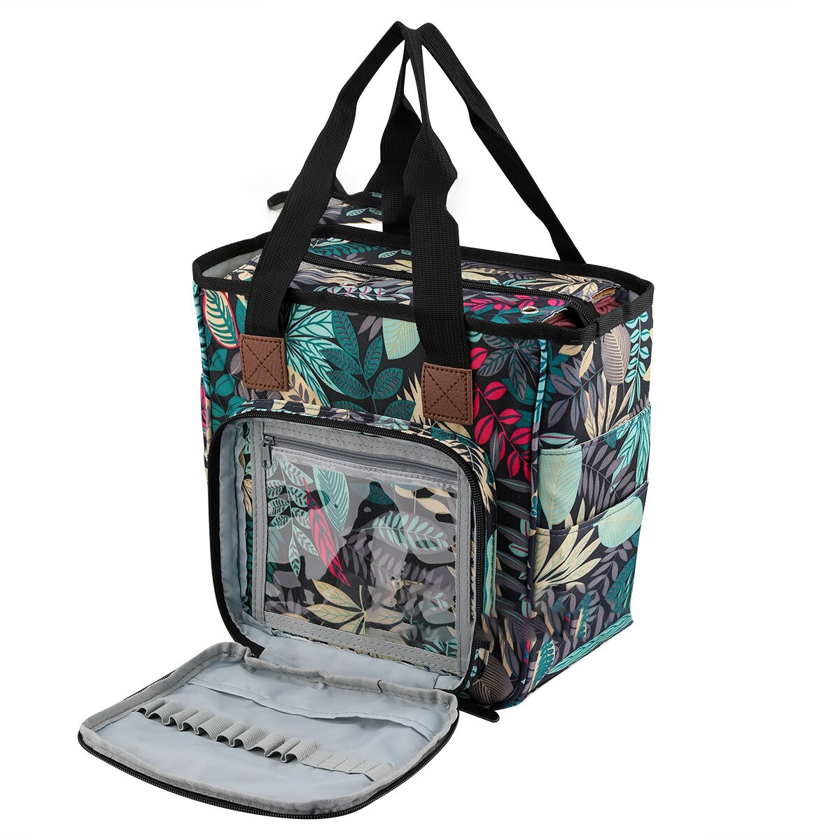 Portable Knitting Bag Organizer Yarn Storage Case for cotton cord Thread Wool Yarn Crochet Hook Sewing Needle Accessory Tool box: plant