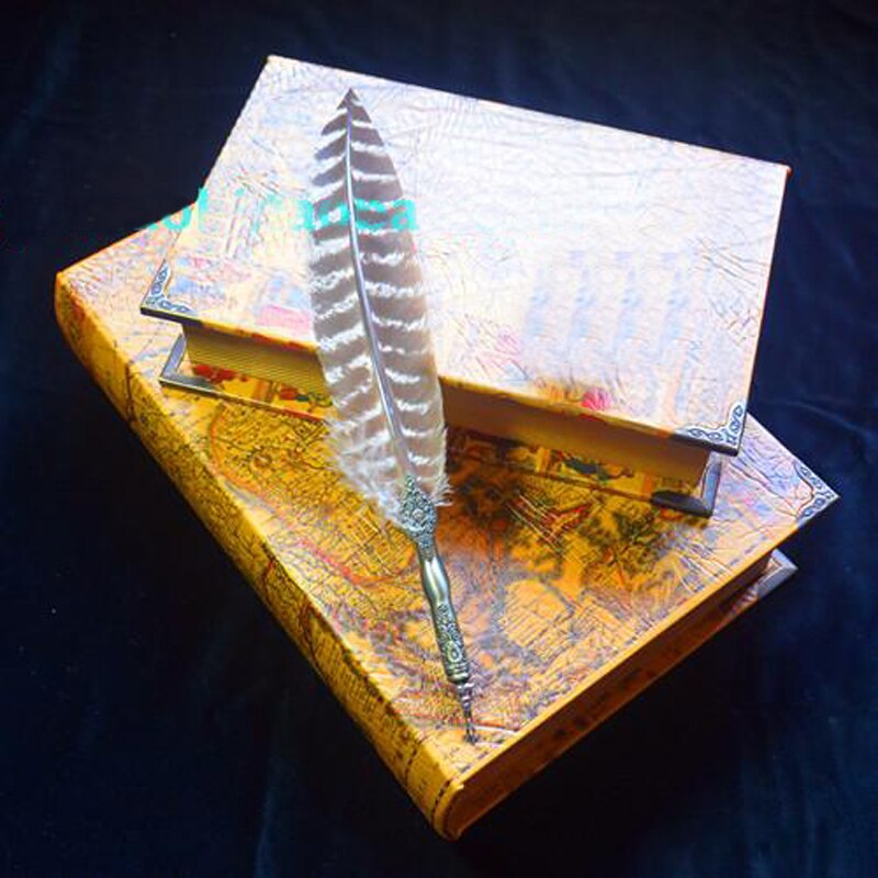 Di alta qualità vitage penna d'oca piuma penna impostato con 5 pennini 1 firma inchiostro calligrafia retrò intaglio regalo di nozze scrittura immersione Penna