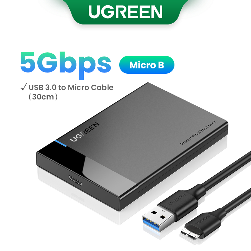 Ugreen hårddiskhölje 2.5 -tums sata till usb 3.0- hårddiskhölje för ssd-disk hårddiskbox usb  c 3.1 gen 2- hölje externt hårddiskhölje: Vit