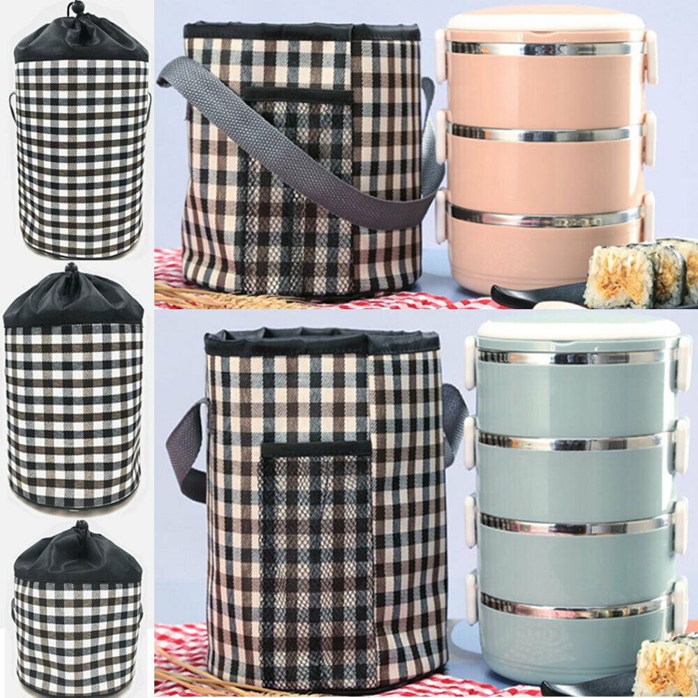 Portable Insulated Food Container Bag Thermos Cooler Picnic Tote Lunch Box