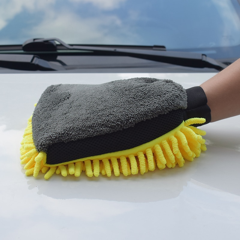 Bilvask handsker bil rengøring værktøj blød absorberende handske auto detaljer vaske handske klud blød og tyk mikrofiber handske