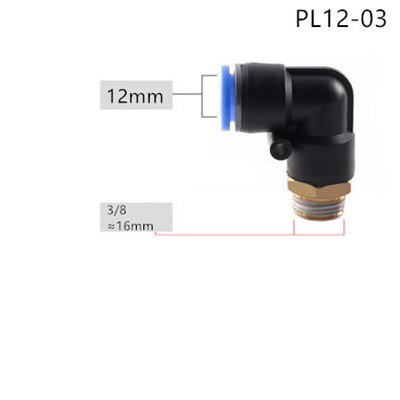 PL Pneumatic connector 4mm-12mm Hose OD 1/8" 1/4" 3/8" 1/2" Male Thread Pneumatic Tube Elbow Connector Tube Air Push In Fitting: PL12-03
