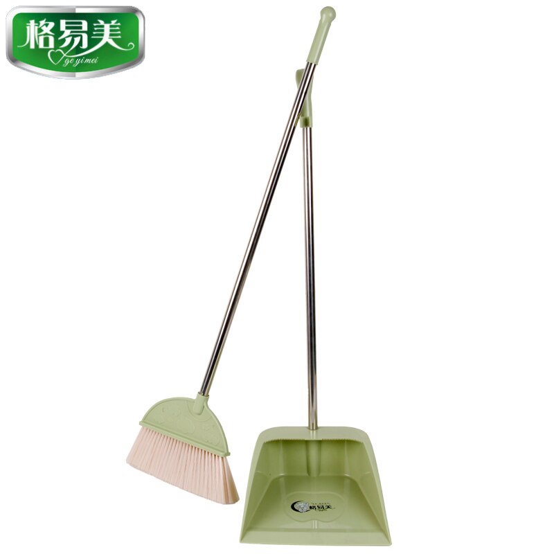 Traje recogedor de escoba de Herramientas de limpieza plegables para el hogar combinación de escoba de polipropileno de plástico suave limpieza de cabello juegos de ayuda sin polvo: green