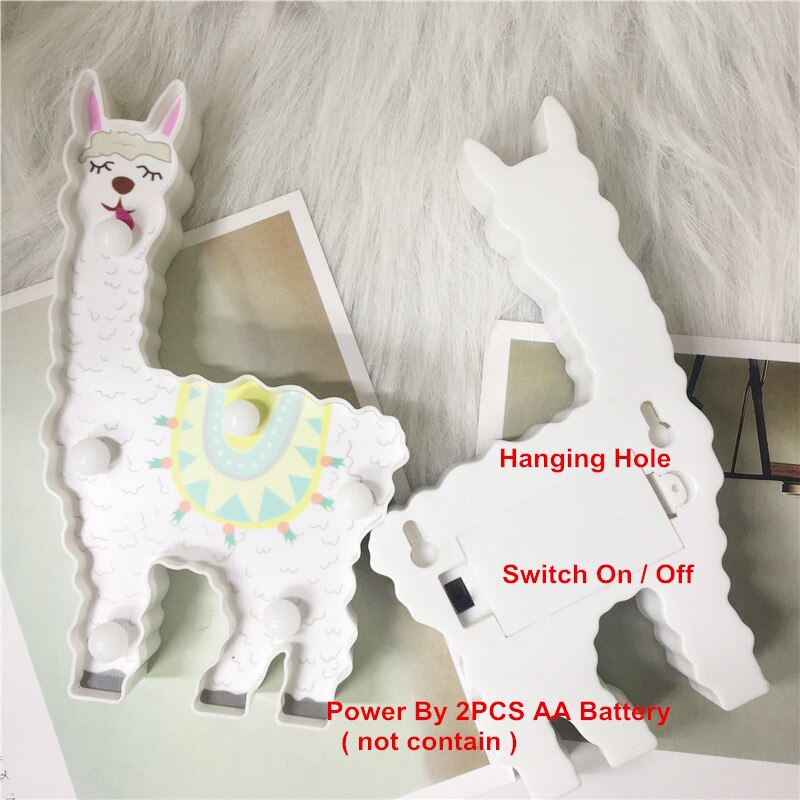 Total sød dyrestil batteri natlampe 3d alpaca enhjørning flamingo boligindretning bordlampe sengelampe belysning børn led lys