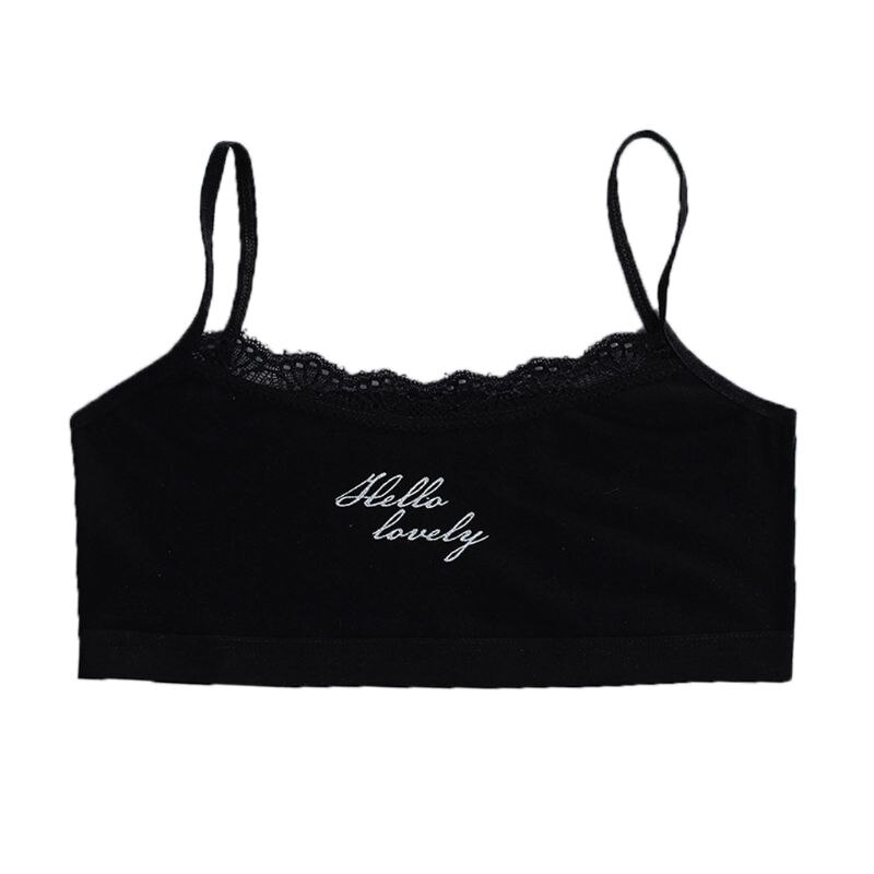 Sujetador de encaje para chicas jóvenes, ropa interior de algodón suave para adolescentes, 7-14 años: Black