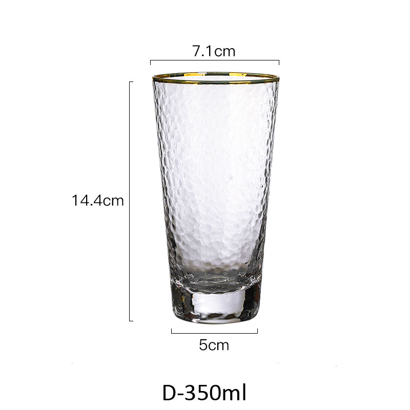 Iriserende tumblere vand, sodavand, juice, cocktail drikkeglas med guldkant highball drikkeglas til hverdag: D -350ml