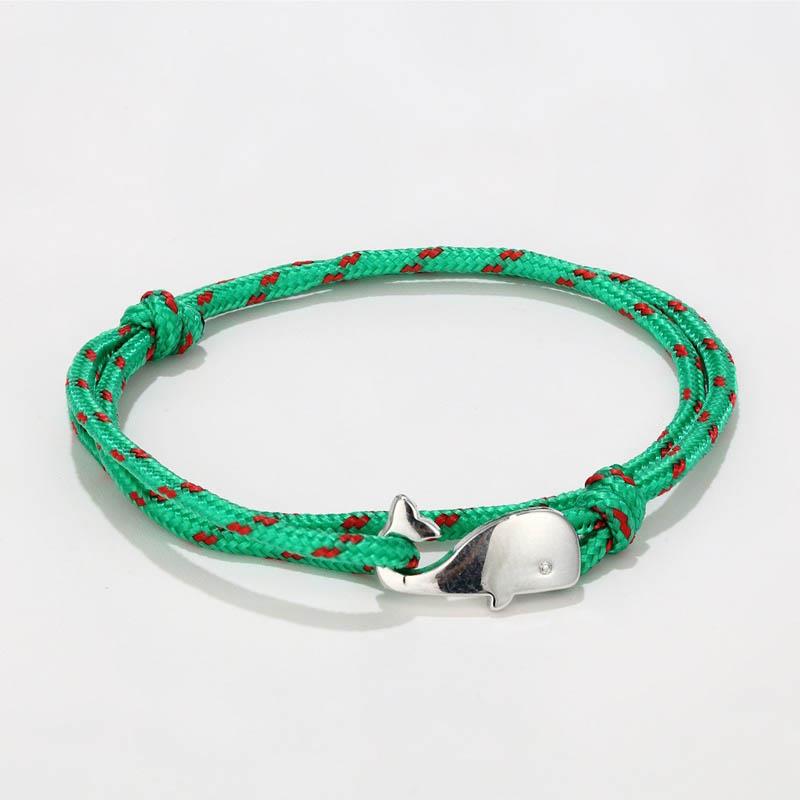 Bracelet ancre Style marin pour hommes et femmes, 1 pièce, corde de Parachute de Camping, queue de baleine, crochets métalliques: Green