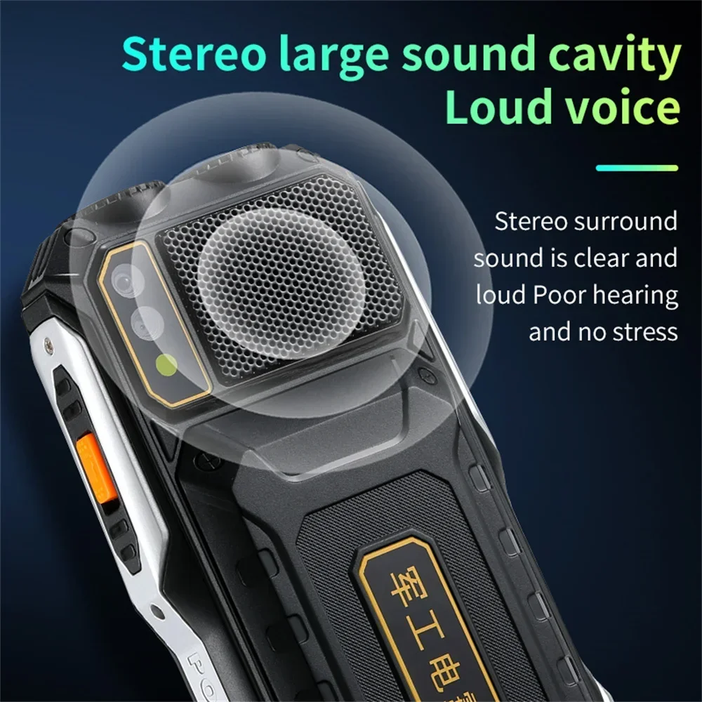 Yeemi q8 2g/4g telefone robusto à prova d' água telefones 2.6 "hd luz led 16800mah bateria grande alto-falante celular para idosos sos