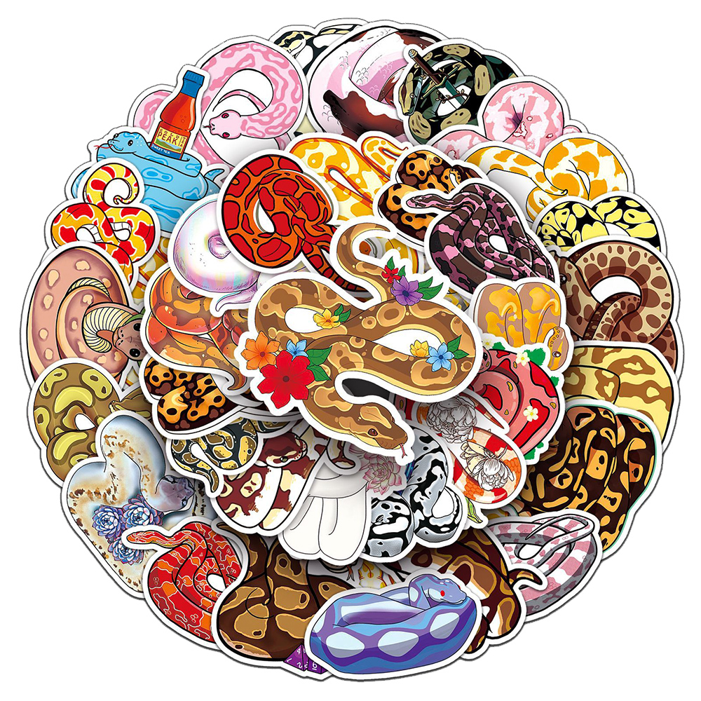 Autocollants waterproof motif serpent drôle pour enfant, stickers de dessin animé, mignon, graffiti, pour bagages, ordinateur portable, skateboard, vélo, jouets, 10/30/50 pièces