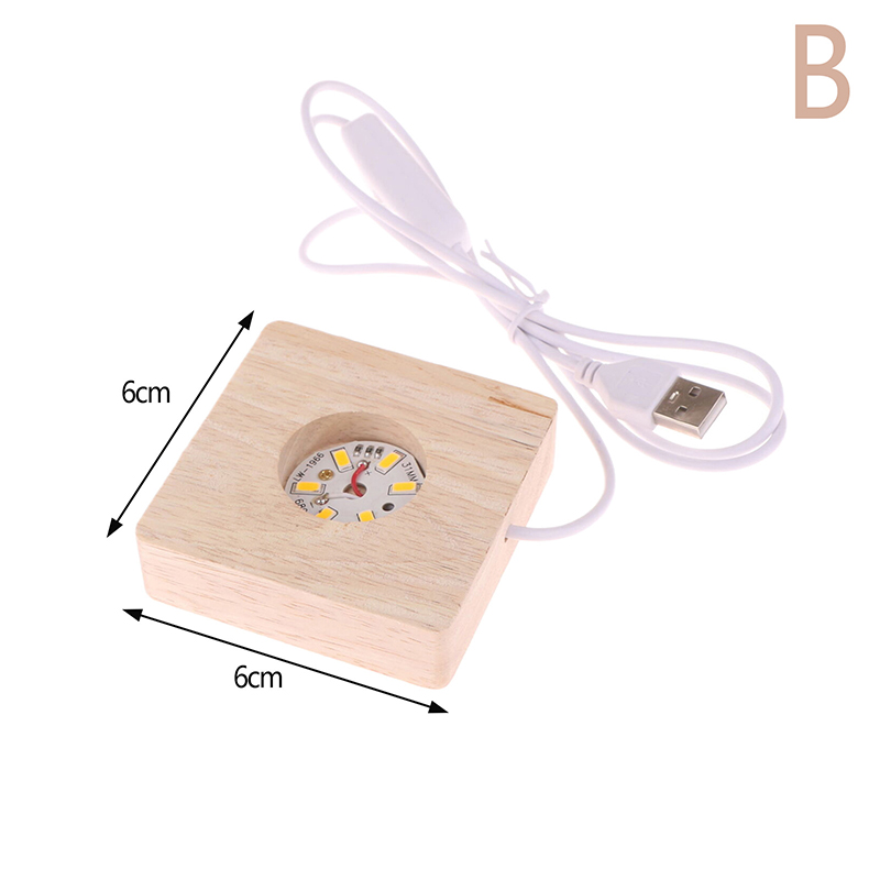 5/6/7/8/9/10cm led-lampe i heltre, firkantet nattlys, usb-lampeholder, gjør-det-selv-lysholder, skrivebordspynt, dekorativ lampefot: Svart