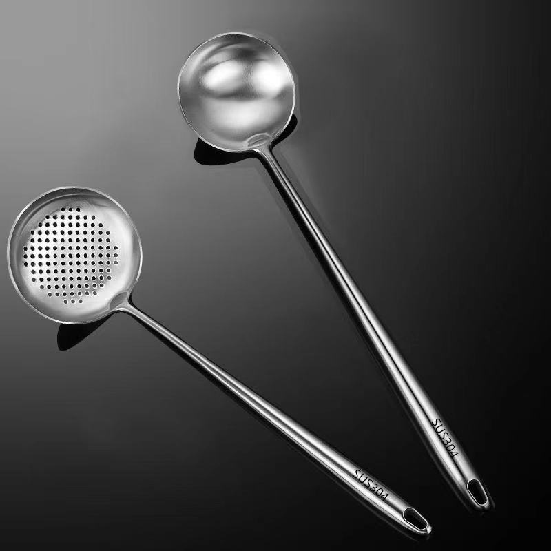 304 Stainless Steel Wok Spatula Metal Kitchen Accessories Slotted Turner Rice Spoon Ladle Cooking Tools Utensil Set: MULTI