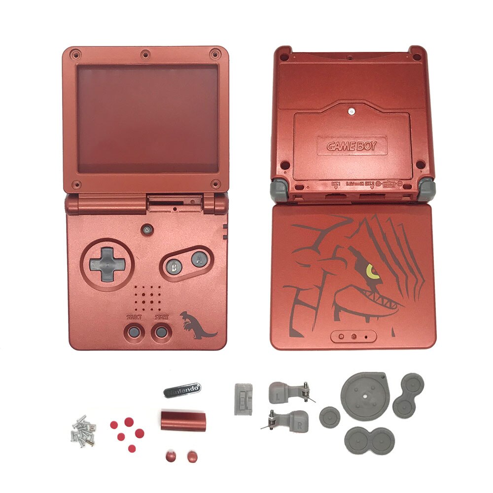 16 colors Housing Shell Case for GBASP Classic SFC Gray Shell with button, rubber pads, sticker replace for Gameboy Advance: Gulaton Red