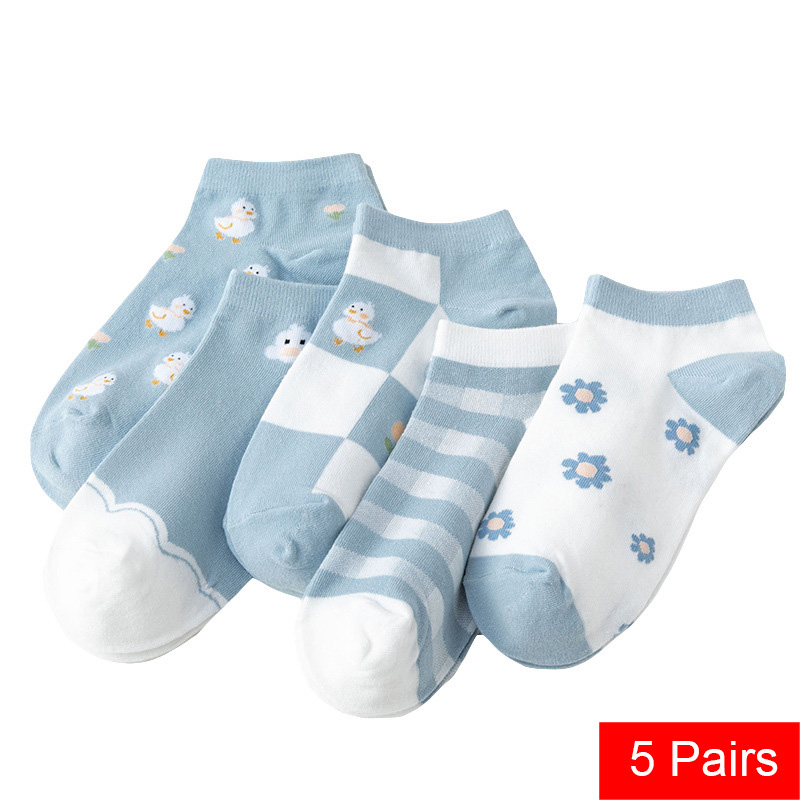 5 Pairs of Spring/Summer Short Women's Socks C... – Grandado