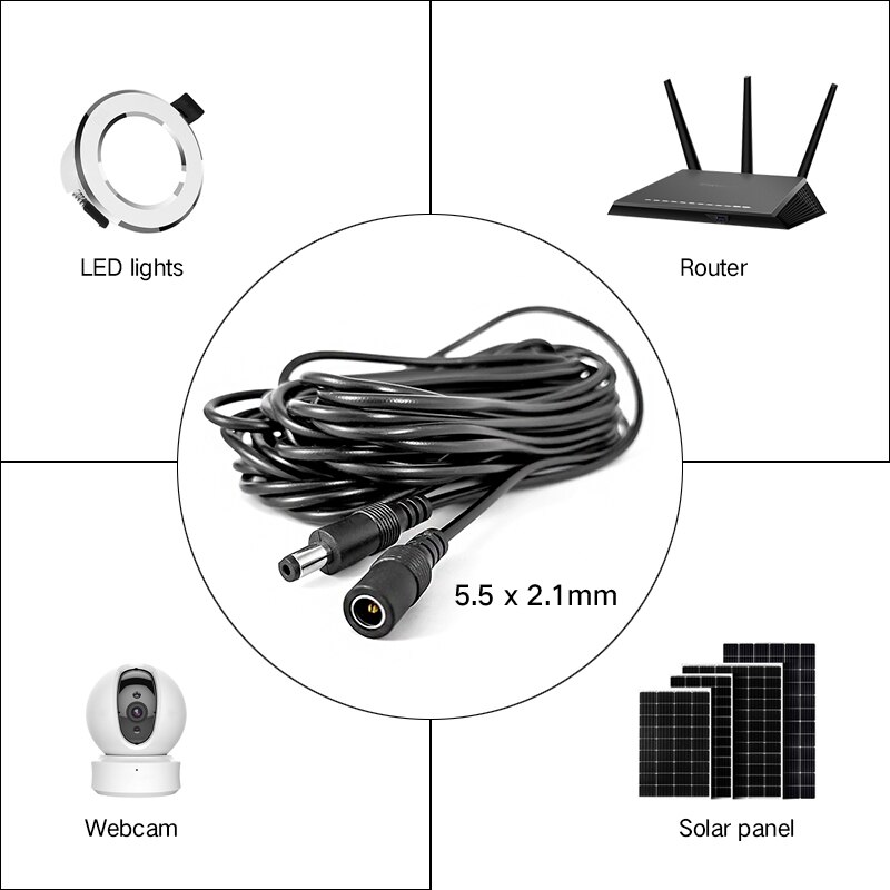 1m 2m 3m 5m 10m 12v dc jatkojohto 5.5*2.1mm uros naaras virtajohto dc -liitin led -nauhavalosovittimelle cctv -kamera