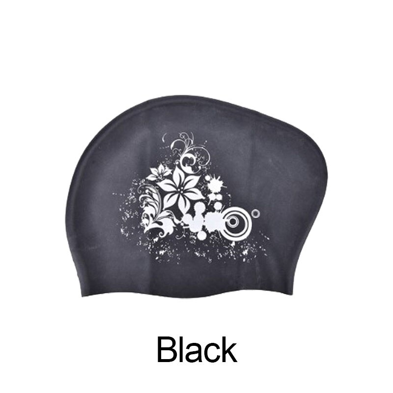 Silicone Swimming Cap For Long Hair Women's Waterproof Swim Caps Ladies Diving Hood Hat For Kids Garras Natacion Casquette: Black