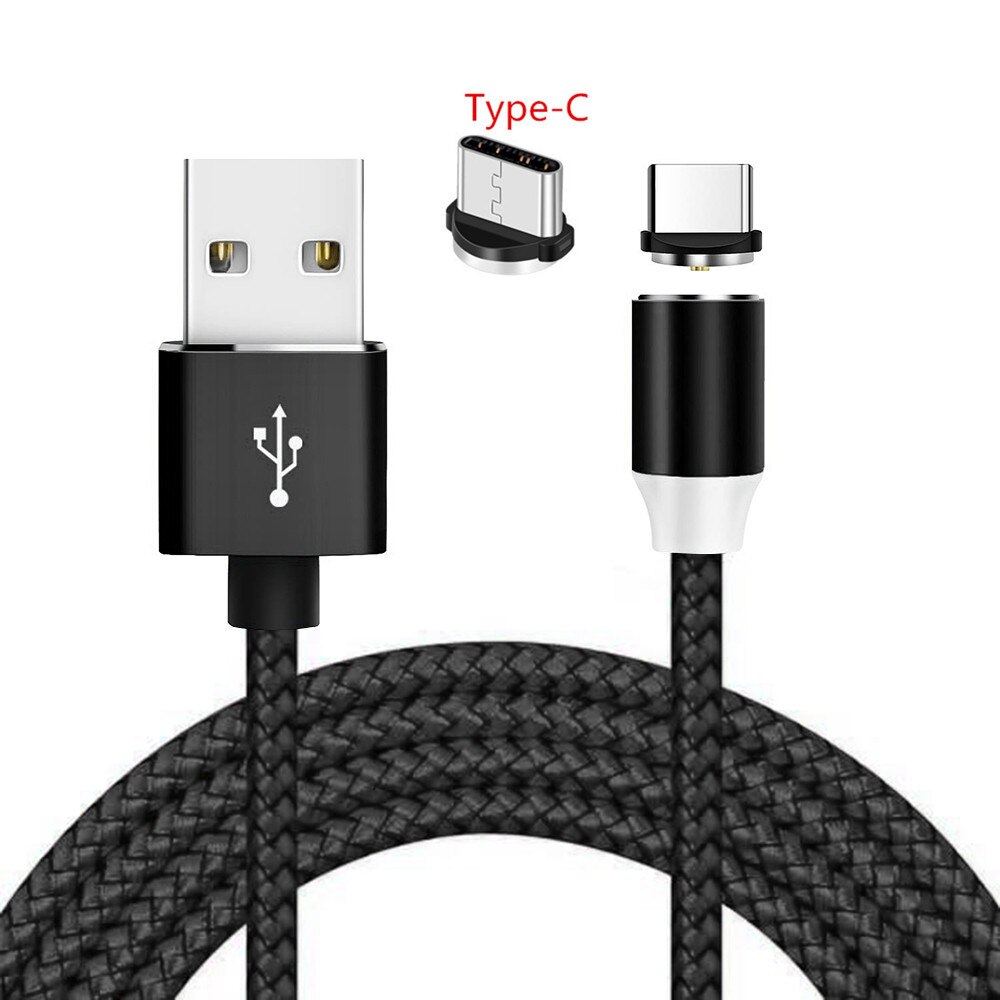 Micro usb magnetisk kabel type c magnet opladerledning til samsung  s7 j7 j6 j4 a3 a5 a7 huawei  p20 lite redmi 8 note 5 6 7 pro: Sort type c kabel