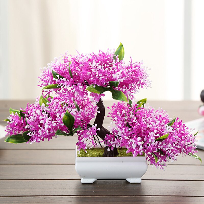 Furuen hilser gjester bonsai kunstige planter grønn plante furu potte landskap hage hjemmedekorasjon kunstgress