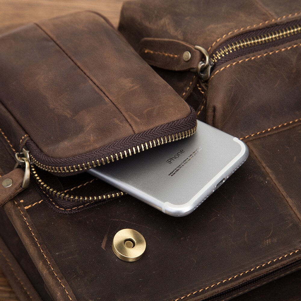 Mode Echt Leer Mannelijke Toevallige Messenger Bag Satchel 11 "Pad Crossbody Schoudertas School Book Bag Voor mannen 202-d