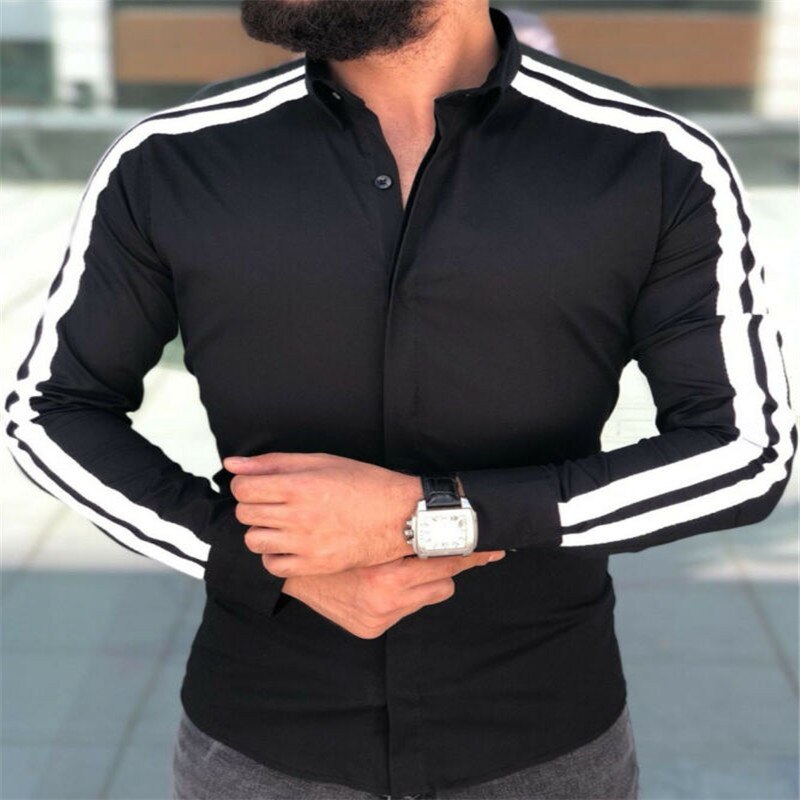 Long Sleeve Mens Shirts Button Up Business Work Smart Formal Plain Dress Top Casual Slim Fit Men Men's Clothing