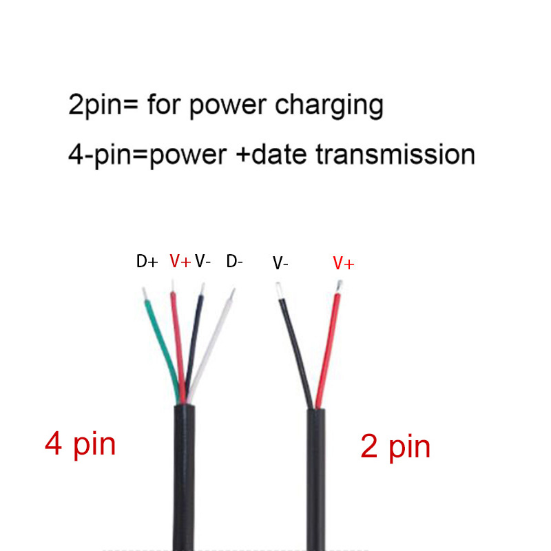 Micro USB hembra Jack 4 pines 2 pines macho hembra fuente de alimentación línea de datos Cable de carga conector de cable de extensión Q1