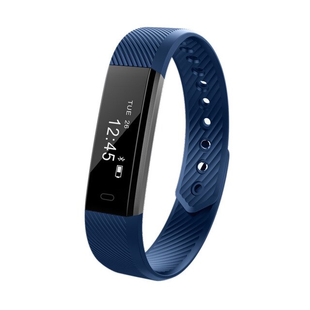 ID115 Banda Intelligente Contapassi Braccialetto Fitness SmartBand Allarme Orologio di Vibrazione Wristband pk ID107 fit bit miband2 Orologio Cuore: Dark blue