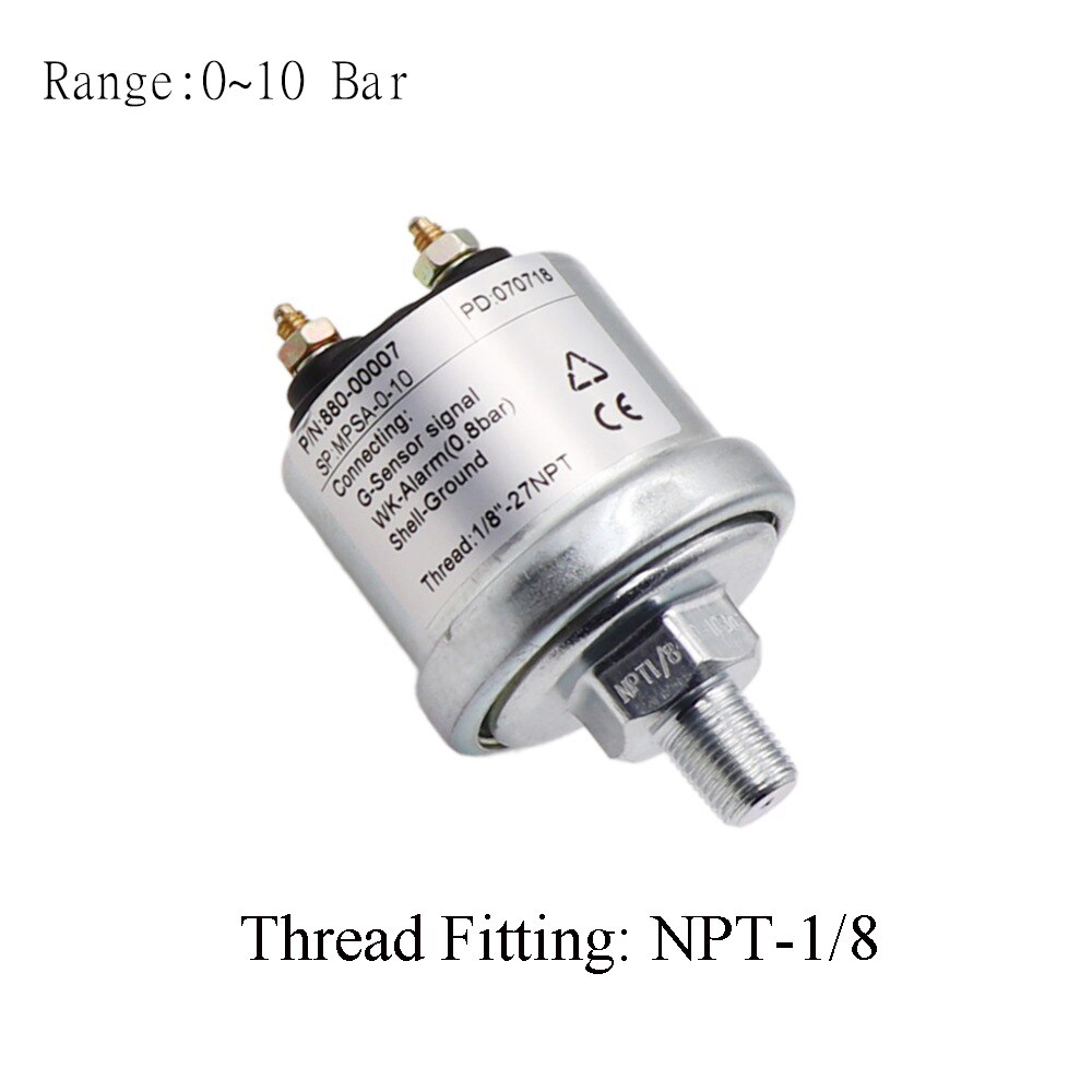 Engine Oil Pressure Sensor with Measuring Range 0~5 Bar /0~10 Bar fit for Car Boat Oil Pressure Gauge Sender M10 &amp; NPT-1/8: 10 Bar  NPT1-8