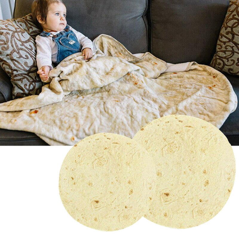 Super Soft Warm Flannel Burrito Blankets Round Shape Airplane Travel Throw Coral Fleece Tortilla Nap Wrap Blankets
