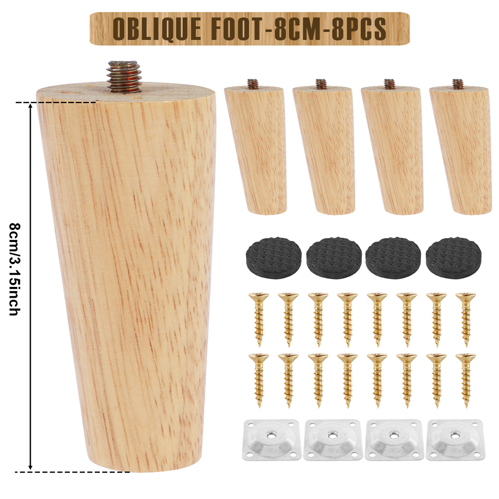 4/8 Stuks Houten Meubelpoten 8/15/20/25 Cm Schuine/Rechte Tafelvoeten Antislip Stoel Voeten Met Accessoire Beschermende Pad Voor Bank: Lavendel