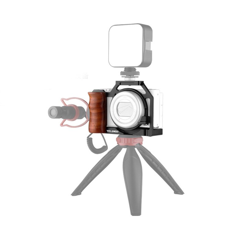 Impugnatura a gabbia ZV1 per gabbia per fotocamera Sony ZV1 con impugnatura laterale in legno scarpa fredda 1/4 &quot;foro per vite per microfono treppiede a LED