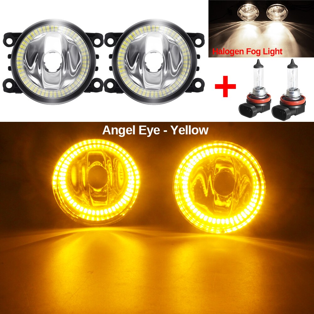 Angel Eye Mistlamp Auto Halo Ring Fog Lamp Drl H11 12V Voor Mitsubishi L200 Pajero Outlander Colt Triton eclipse Endeavor Galant: War White and Yelow