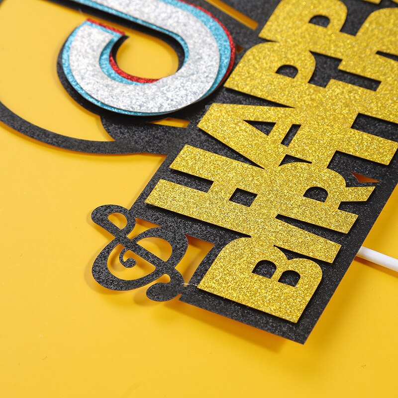 Cake Topper TIK Theme Short Video Happy Birthday Wedding Decoration Black Cupcake Decor Party Baking Supplies DIY Baby Shower