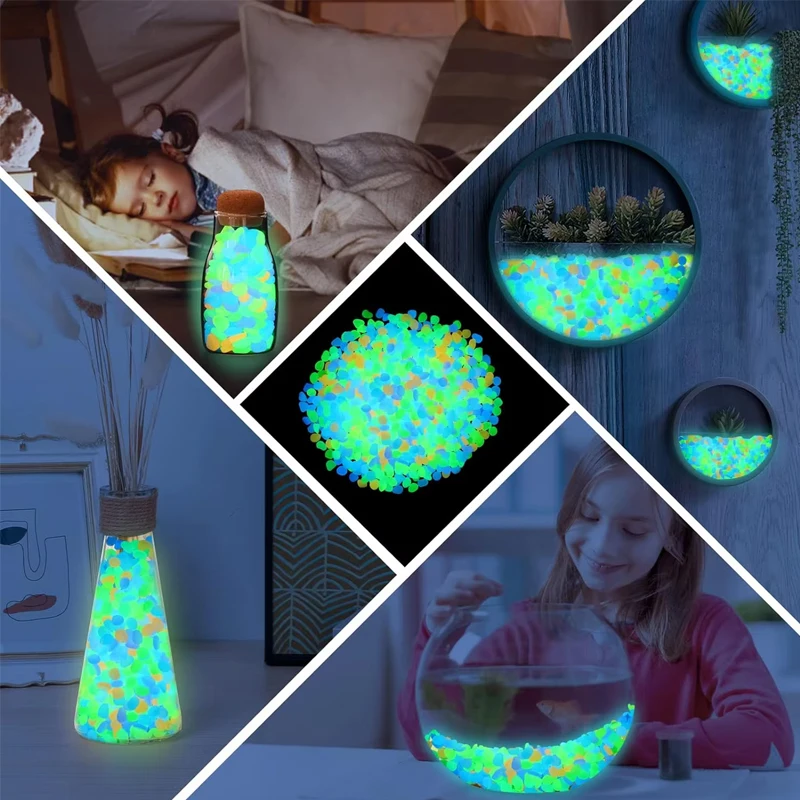 100 stuks kleurrijke gloeiende rotsen voor aquariumdecoratie Glow in The Dark kiezels