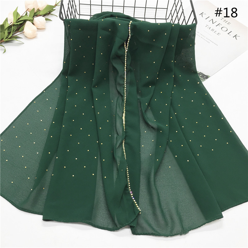 70*180cm Chiffon hijab schal mit perlen femme musulman lange tücher islamischen kopftuch kleidung muslimischen stickerei hijabs: 18