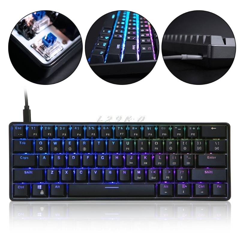 Pre-order GK61 SK61 61 Key Mechanical Keyboard USB Wired LED Backlit Axis Gaming Mechanical Keyboard For Desktop