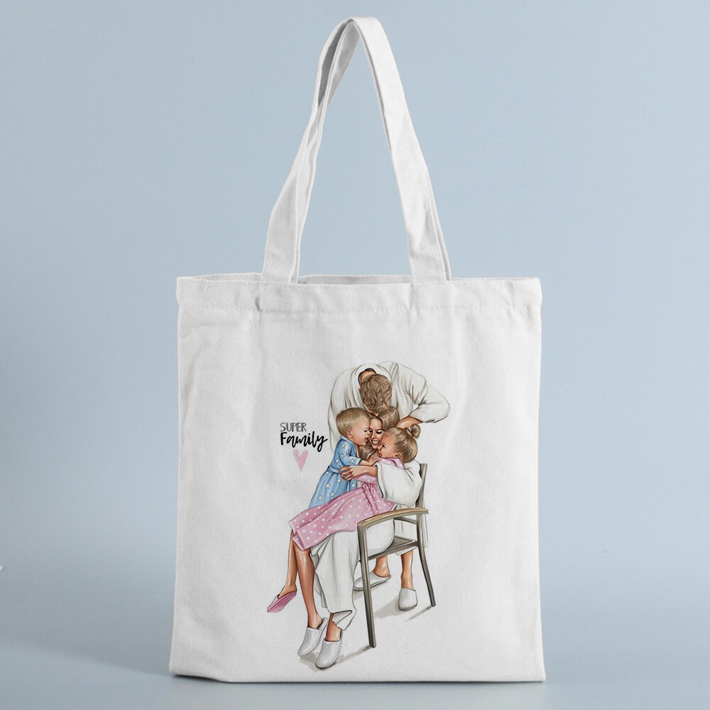 Mode Canvas Shopping Tassen Vrouwen Handtassen Mom Leven Eco Herbruikbare Doek Student Boek Tassen Dames Vrouwelijke Casual Shopper Tas: B0264-TBWH-M