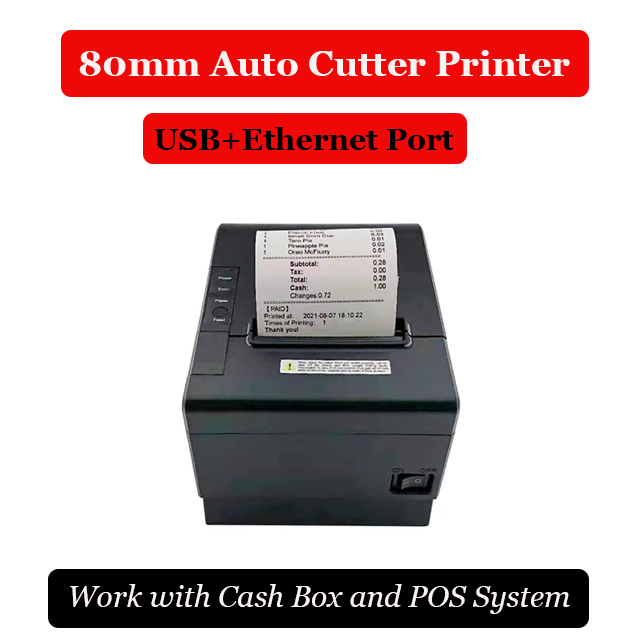 80Mm Thermische Printers Pos Receipt Printer Met Auto Cutter Bluetooth Usb Ethernet-poort Voor Keuken Restaurant Winkel: USB and Lan Port / eu stekker